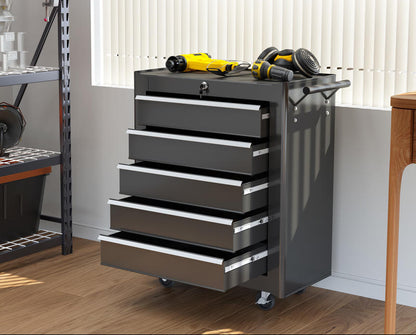 Gereedschapswagen – Gereedschapskist – Werkplaatswagen – Gereedschapskast – Gereedschapstrolley – 5 Laden Afsluitbaar – Stalen Frame Met Poedercoating