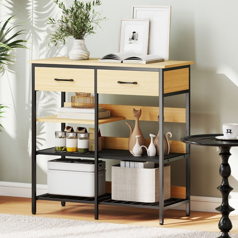 Sideboard – Dressoir – Opbergkast – Buffetkast – Keukenkast – Industrieel Design – Robuust Stalen Frame – 90x40x91 cm – Natuurlijke Houtlook