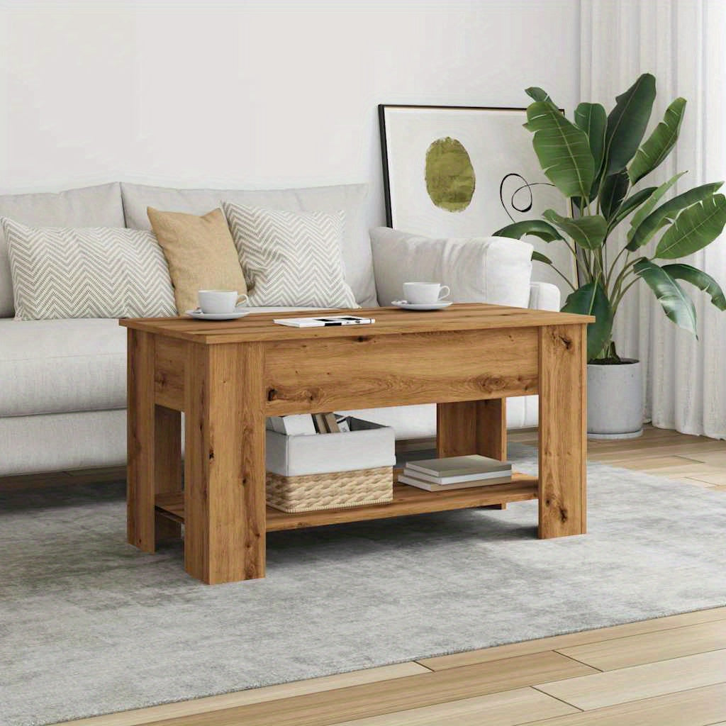 Coffee table 101x49x52cm edited wood artisanaal Oakkleur Practical, removable, suitable for all seasons, Coffee Table with Storage, Versatile Table, Living Room Furniture, Minimalist Style, Modern Furniture, Removable Design,