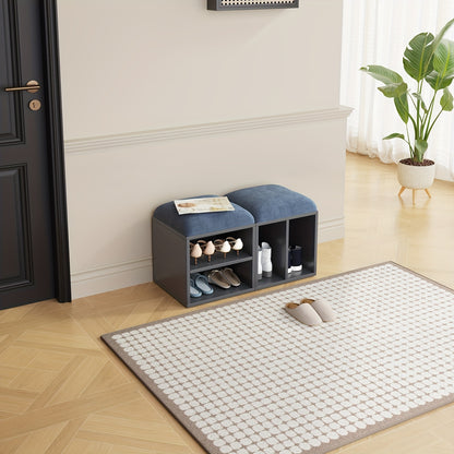 Schoenenbank – Schoenenkastje – Schoenenopberger – Schoenmeubel – Schoenenrek – Hout en Kunststof – Comfortabele Zitting – Compact & Ruimtebesparend - Grijsblauw