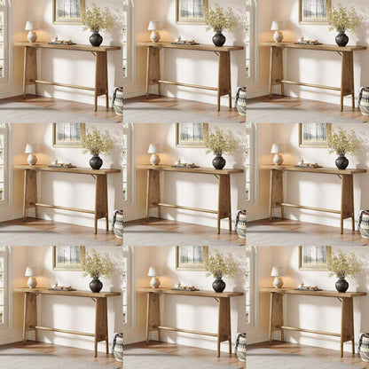 Moderne Sidetable – Haltafel – Wandtafel – Consoletafel – Meubel – Metalen Poten – 160 cm Lang – Natuurlijke Bruine Houtlook