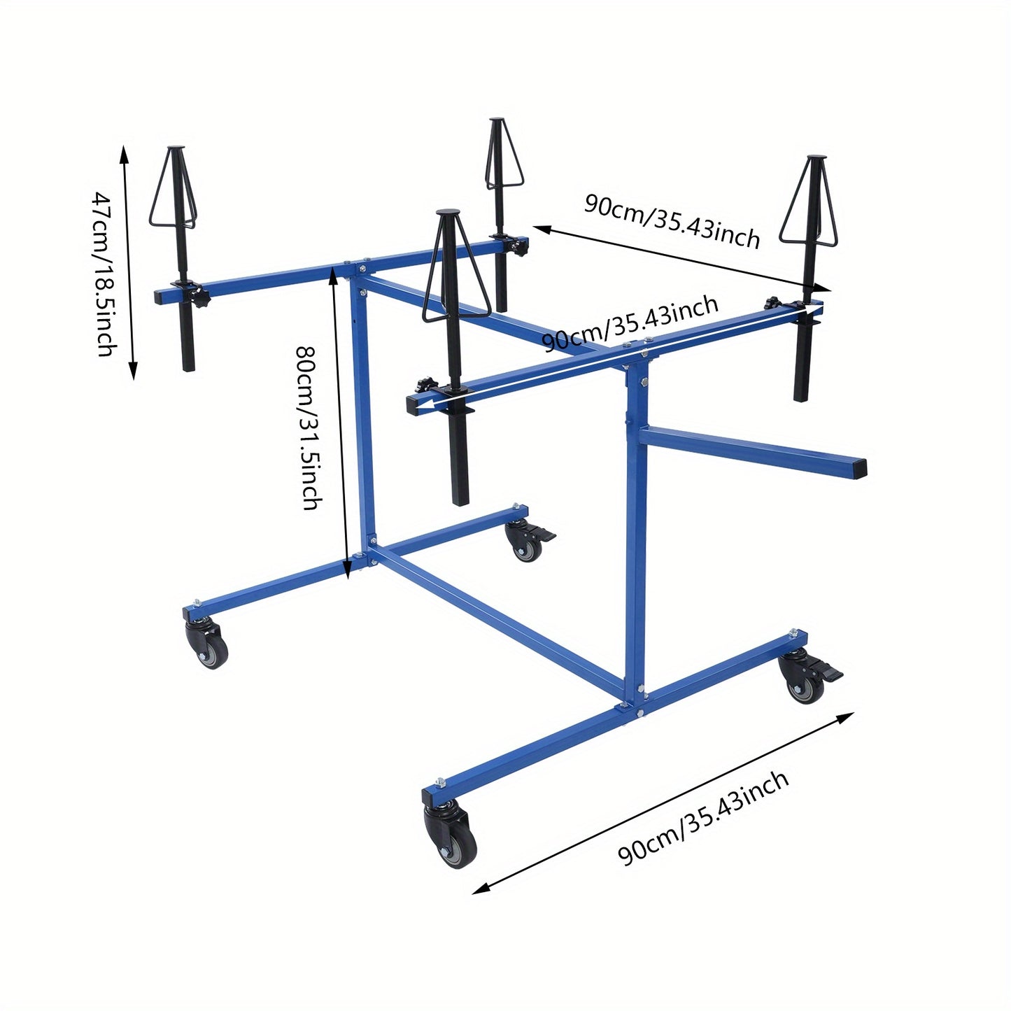 Wielstandaard – Velgenrek – Bandenstandaard – Schilderstandaard – Opbergrek – Verstelbaar Tot 100 kg Draagkracht – 360° Draaibare Kegels – Blauw