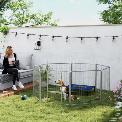 Hondenren – Puppyren – Hondenkennel – Hondenbench – Dierenren – 8 Panelen – Opvouwbaar Staal – Inclusief Deur & Draagriem