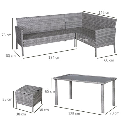 Tuinmeubelset – Loungeset – Zitgroep – Loungeset Met Tafel – 5-delig – Weerbestendig – Aluminium Frame Met Glasplaat