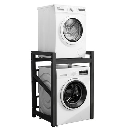Verstelbare Wasmachine Standaard – Wasmachine Onderstel – Droger Standaard – Stapelrek Wasdroger – Opbergrek Wasruimte – Zwart – 350 kg Draagvermogen – Antislip Verstelbare Hoogte