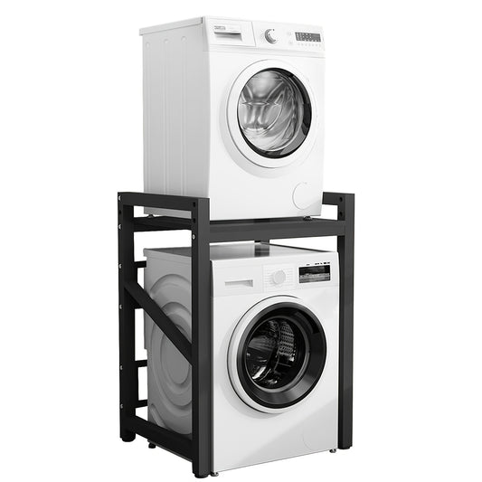 Verstelbare Wasmachine Standaard – Wasmachine Onderstel – Droger Standaard – Stapelrek Wasdroger – Opbergrek Wasruimte – Zwart – 350 kg Draagvermogen – Antislip Verstelbare Hoogte
