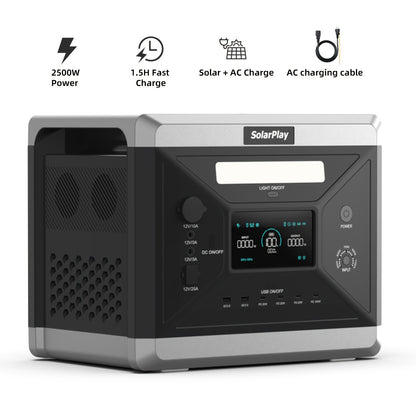 Draagbare Powerstation – Noodstroomgenerator – Energieopslag – Zonne-accu – Camping Accu – 2160Wh LiFePO4 Batterij – 2400W Continu Vermogen