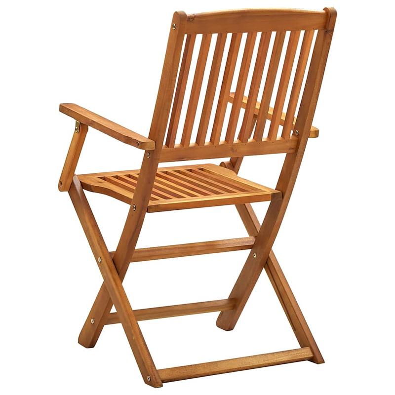 Foldable garden chairs 2pcs of solid wood acacia Add a touch of rustic charm to your dining room, garden, or terrace with this wooden garden chair! If you're looking for durable garden furniture, this is the ideal choice. It'