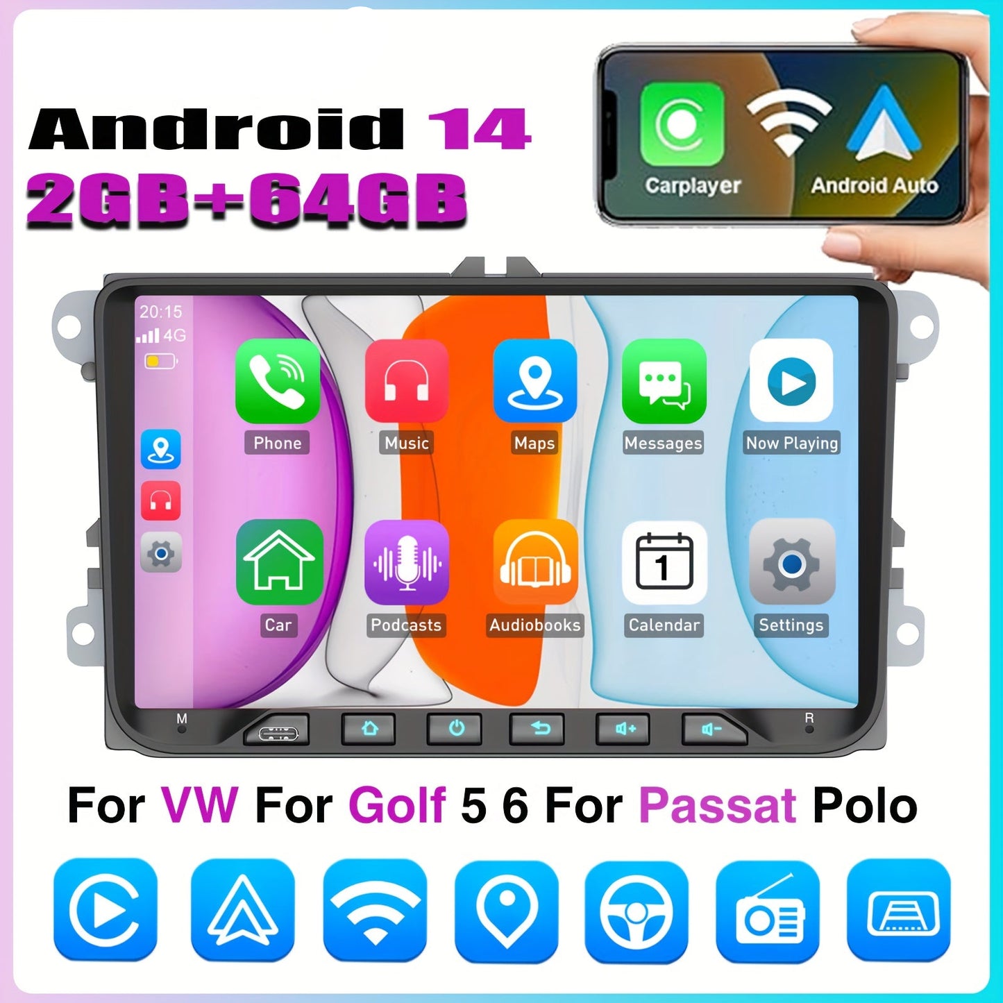 Android Autoradio – Auto Radio – Multimedia Speler – Car Stereo – Navigatiesysteem – 9 Inch IPS Touchscreen – Wireless CarPlay & Android Auto