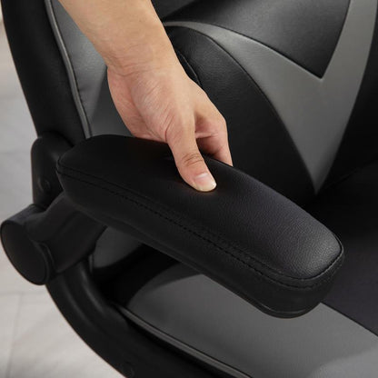 Ergonomische Schommelstoel – Draaistoel – Loungefauteuil – Relaxstoel – Bureaustoel – Verstelbare Hoogte – Stevig Metaal & Polstering – Compact Ruimtebesparend Design (Grijs/Zwart)