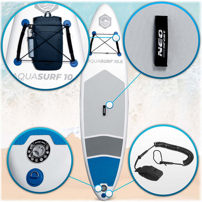 SUP Board – Stand Up Paddleboard – Inflatable SUP – Paddle Board – Waterboard – Lichtgewicht & Compleet Set – 320x84x15 cm Drop Stitch