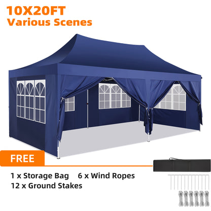 Pop-Up Tent – Tuinkamer – Partytent – Outdoor Tent – Zonwering – 3x6 Meter – 6 Afneembare Zijwanden – Aluminium Frame