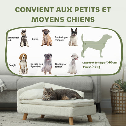 Hondenbank – Kattenbank – Huisdierenbed – Dierenbank – Zacht Kussen – Verwijderbare Wasbare Hoezen – Verhoogd Ontwerp – Polyester Met Katoenen Vulling – Creme – 70 x 42,5 x 38,5 cm – Geschikt Tot 15 kg