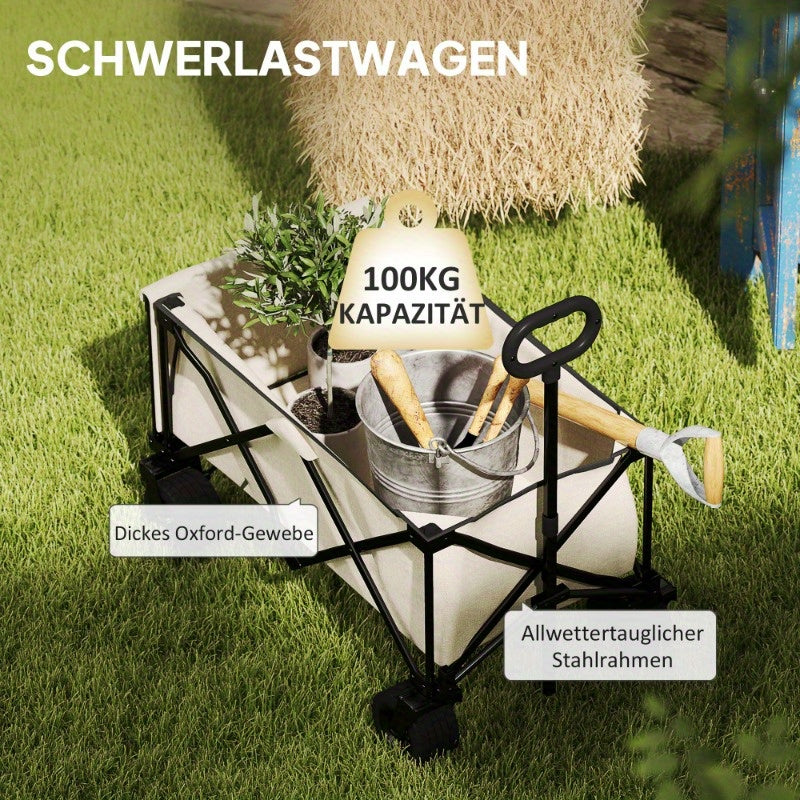 Tuinkar – Opvouwbare Kar – Bolderkar – Transportkar – Tuinwagen – 138 Liter Inhoud – Draagvermogen 100 kg
