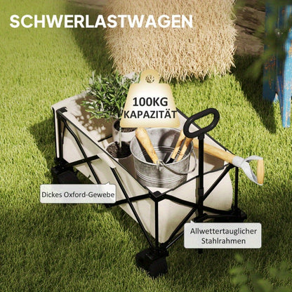 Tuinkar – Opvouwbare Kar – Bolderkar – Transportkar – Tuinwagen – 138 Liter Inhoud – Draagvermogen 100 kg