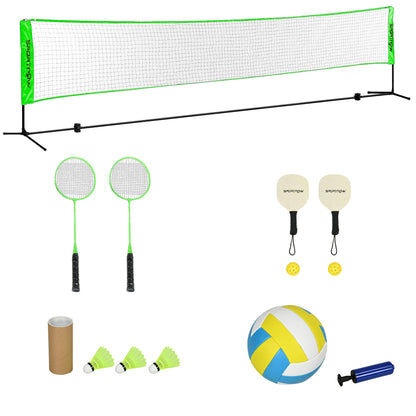 Badmintonnet – Pickleball Net – Volleyball Net – Sportnet – Multisport Set – Verstelbaar Net 107-155 cm – Duurzaam PE Materiaal