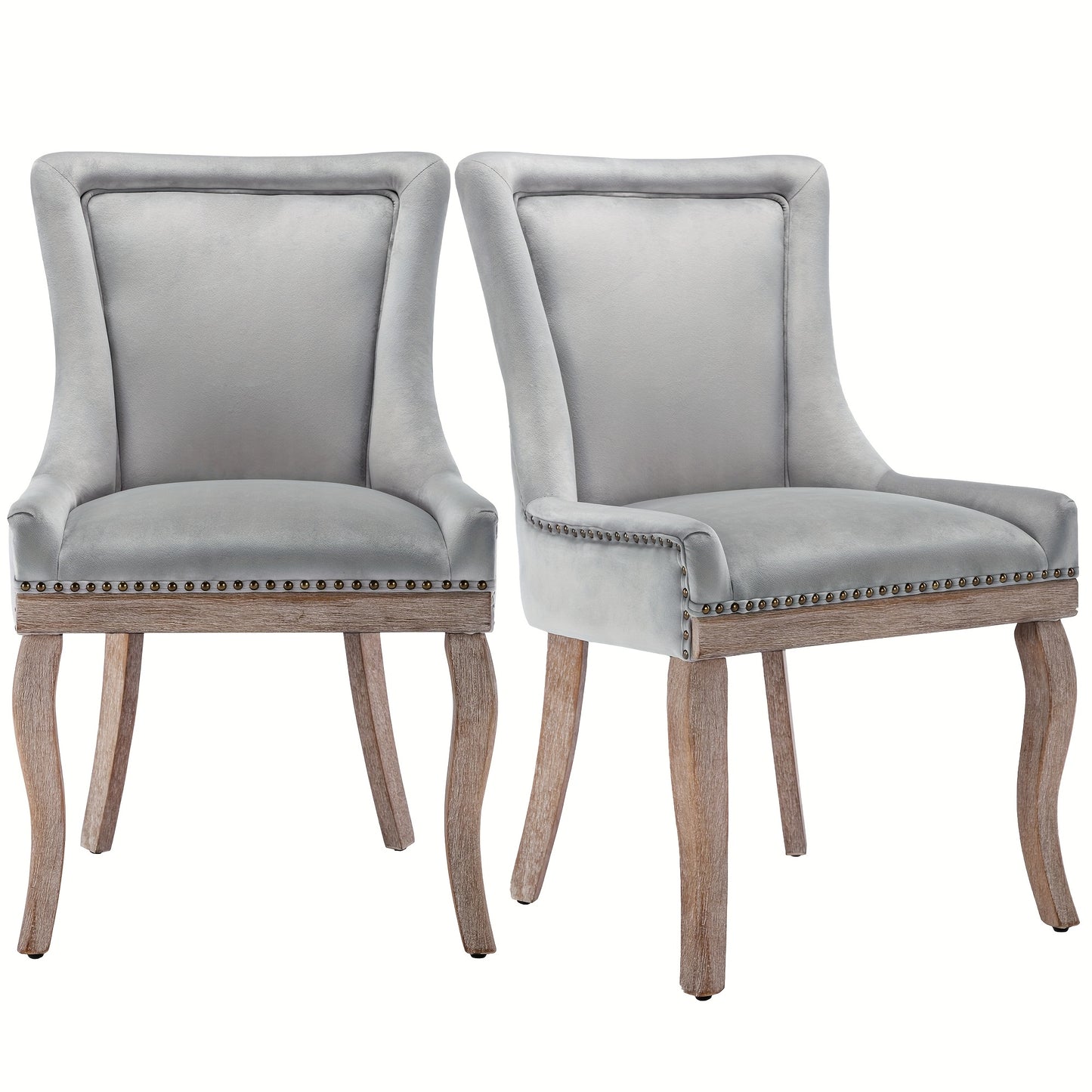Eetkamerstoelen – Stoelen – Dining Chairs – Armstoelen – Retro Stoelen – Grijs – Bamboe Frame – Zacht Gepolsterd Met Nailhead Trim