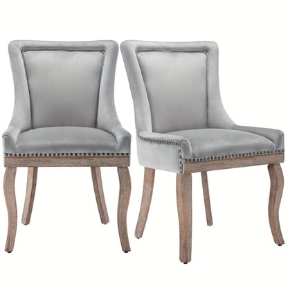 Eetkamerstoelen – Stoelen – Dining Chairs – Armstoelen – Retro Stoelen – Grijs – Bamboe Frame – Zacht Gepolsterd Met Nailhead Trim