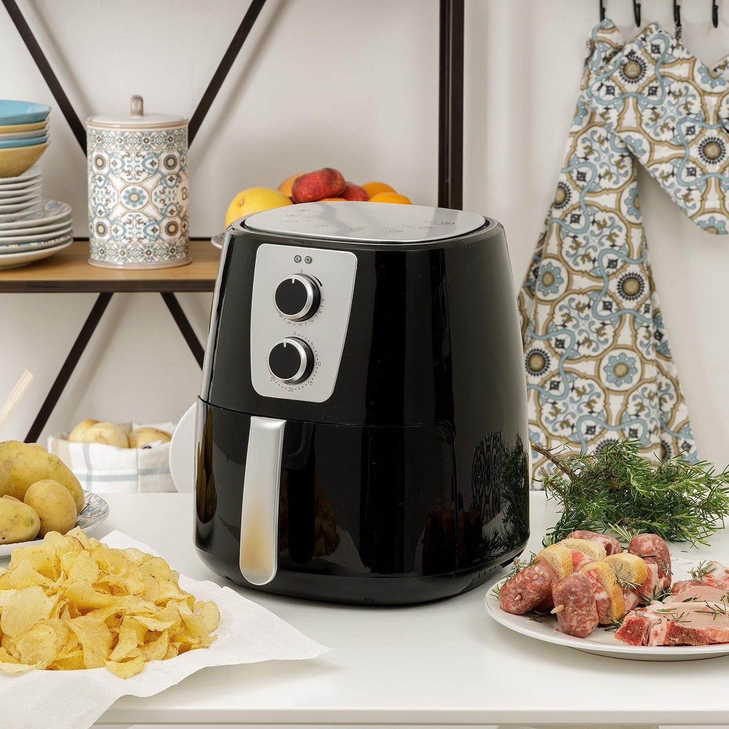 Airfryer – Heteluchtfriteuse – Luchtfriteuse – Airfryer Oven – Friteuse – 5,2 Liter Inhoud – Instelbare Thermostaat Tot 200°C