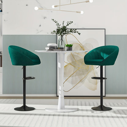 Bar Krukken Set – Barkrukken – Barstoelen – Keukenstoelen – Hoge Stoelen – Verstelbare Hoogte – Stoffen Zitting – Groen – Met Draaifunctie – Met Metalen Frame