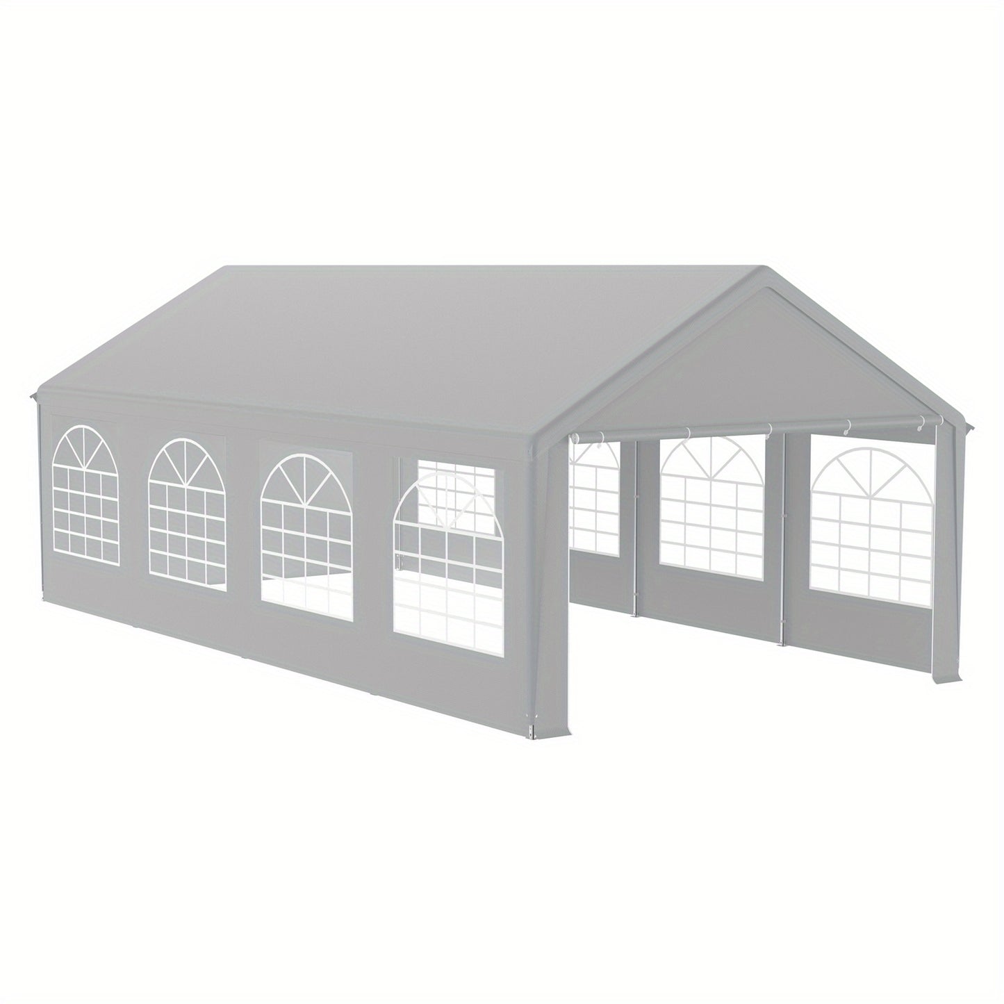 Partytent – Tuinkamer – Feesttent – Evenemententent – Grijze Partytent 4x8 meter – Stevig Gegalvaniseerd Stalen Frame – PE Dak Met Afneembare Zijwanden