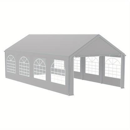 Partytent – Tuinkamer – Feesttent – Evenemententent – Grijze Partytent 4x8 meter – Stevig Gegalvaniseerd Stalen Frame – PE Dak Met Afneembare Zijwanden