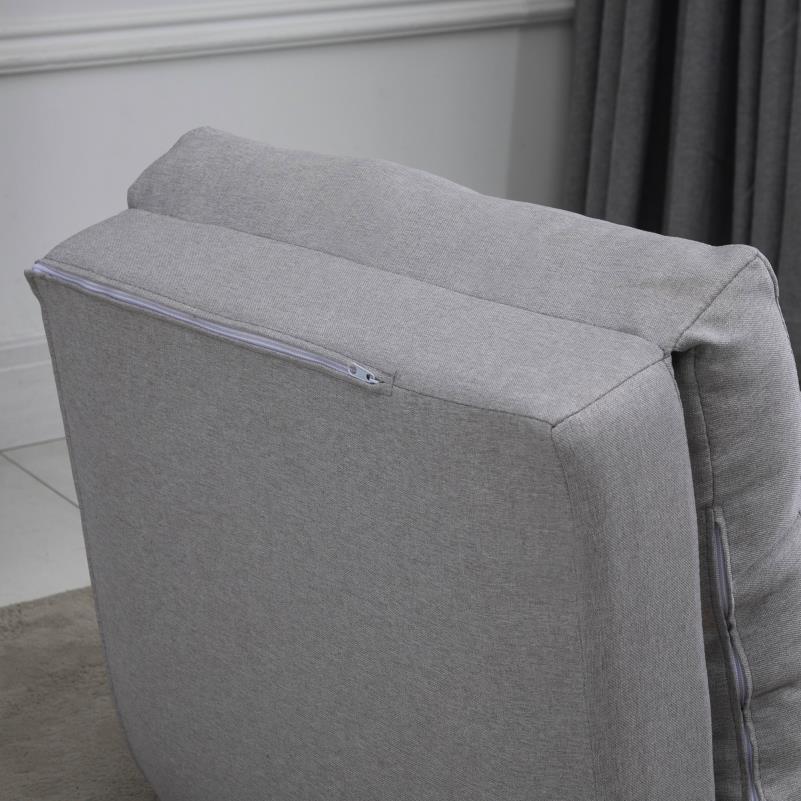 Slaapstoel – Slaapbank – Logeerbed – Zetelbed – Slaapfauteuil – Verstelbare Rugleuning – Roestvrijstalen Frame – Grijze Linnen Bekleding
