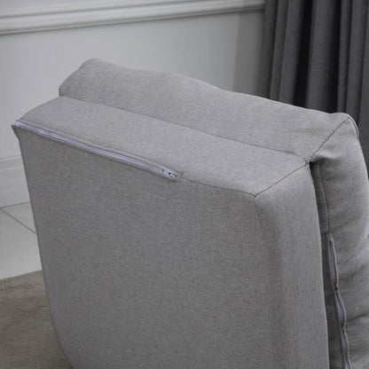 Slaapstoel – Slaapbank – Logeerbed – Zetelbed – Slaapfauteuil – Verstelbare Rugleuning – Roestvrijstalen Frame – Grijze Linnen Bekleding