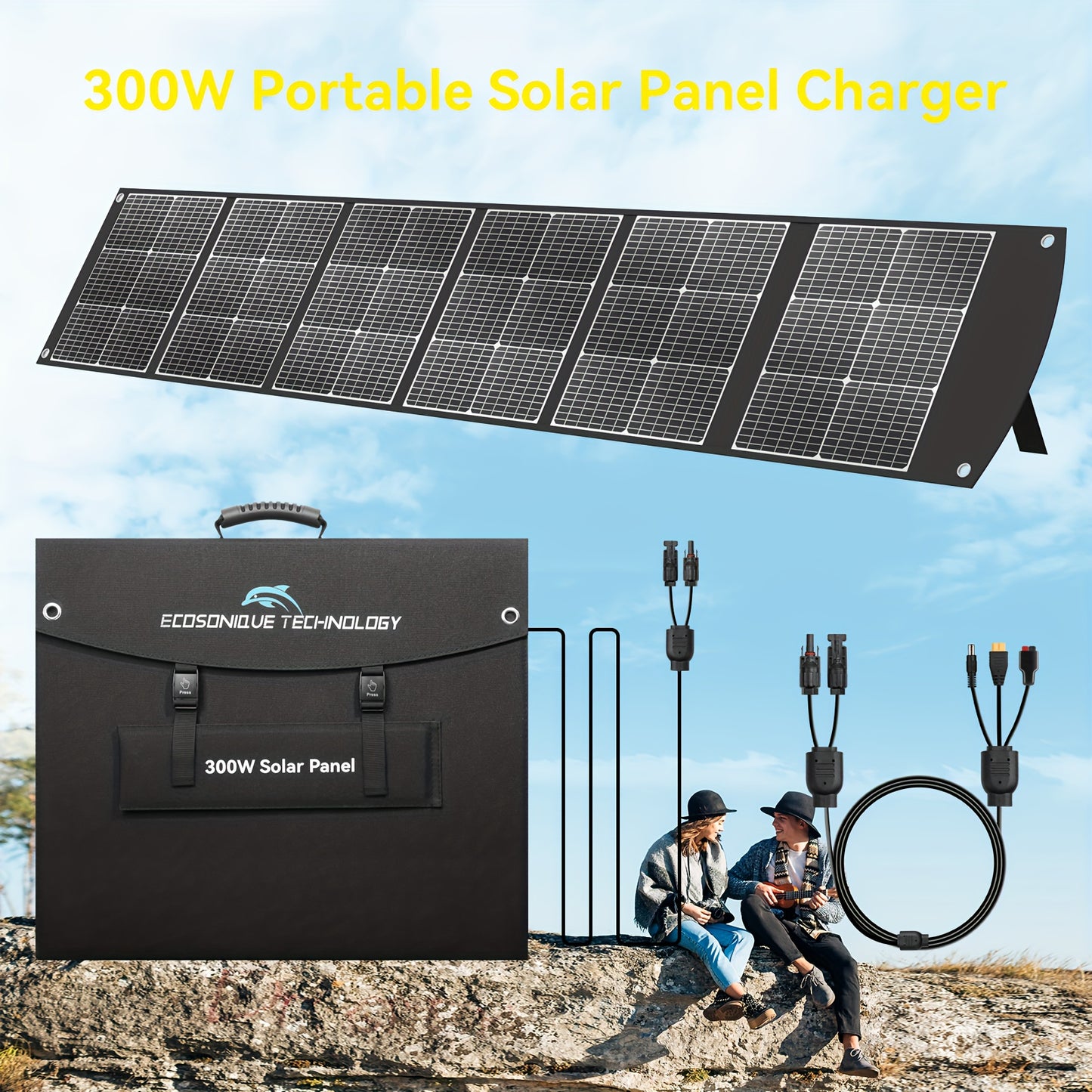 Draagbaar Zonnepaneel – Solar Panel – Opvouwbaar Zonnepaneel – Zonne-energie Kit – Offgrid Stroomvoorziening – 300W – Hoog Vermogen – Lichtgewicht & Weerbestendig