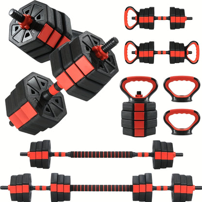 Verstelbare Dumbbell – Halter – Kettlebell – Push-Up Stand – Dumbbellset – 1,8 tot 19,96 kg – Duurzaam PE & IJzer – Ruimtebesparend en Antislip