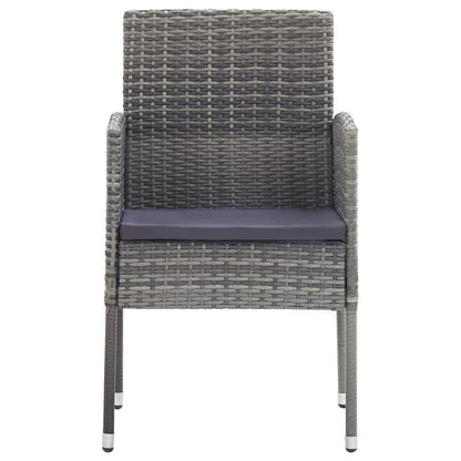 Tuinstoelen – Tuinstoel Outdoor – Inklapbare Stoel – Loungestoel – Stapelbare Tuinstoel – Polyrattan Grijs – Set van 2 – Weerbestendig & Comfortabele Donkergrijze Kussens