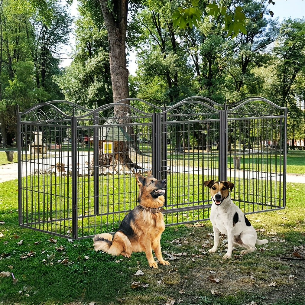Hondenren – Puppyren – Hondenkennel – Konijnenren – Opvouwbare Hondenren – 8 Panelen – Kras- en Roestvrij Metaal – Inclusief Deur