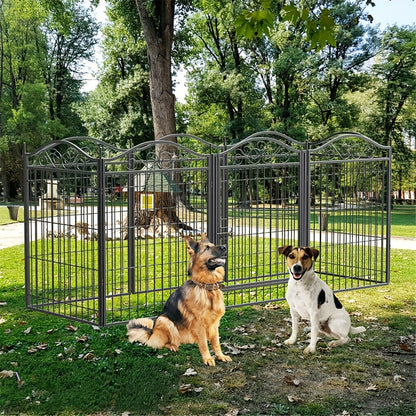Hondenren – Puppyren – Hondenkennel – Konijnenren – Opvouwbare Hondenren – 8 Panelen – Kras- en Roestvrij Metaal – Inclusief Deur