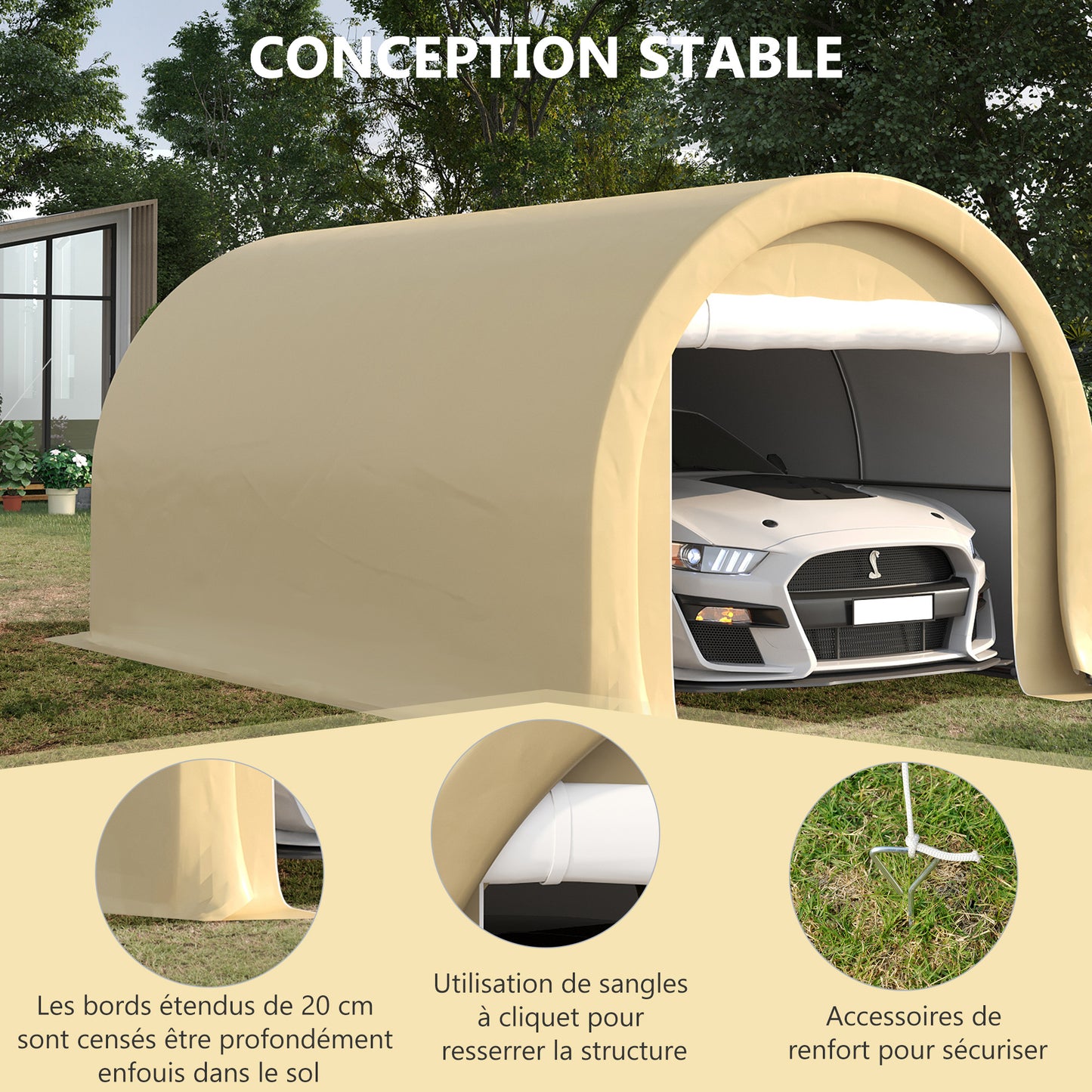 Carport – Garage – Overkapping – Autostalling – Opslagtent – Ruim 5x3 meter – Waterdicht PE 190 g/m² met Verzinkt Stalen Frame