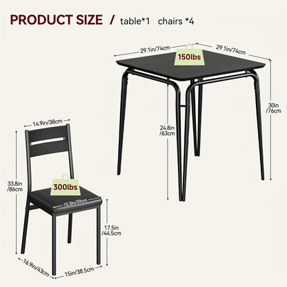 3pcs Compact Space-Saving Small Dining Set with Black Table & Chairs - Modern Classic Style Square Dinette Table with White Legs & Black Frame, MDF Wood Tabletop & Padded Chairs for Apartments, Kitchens, Studios - Easy-Clean