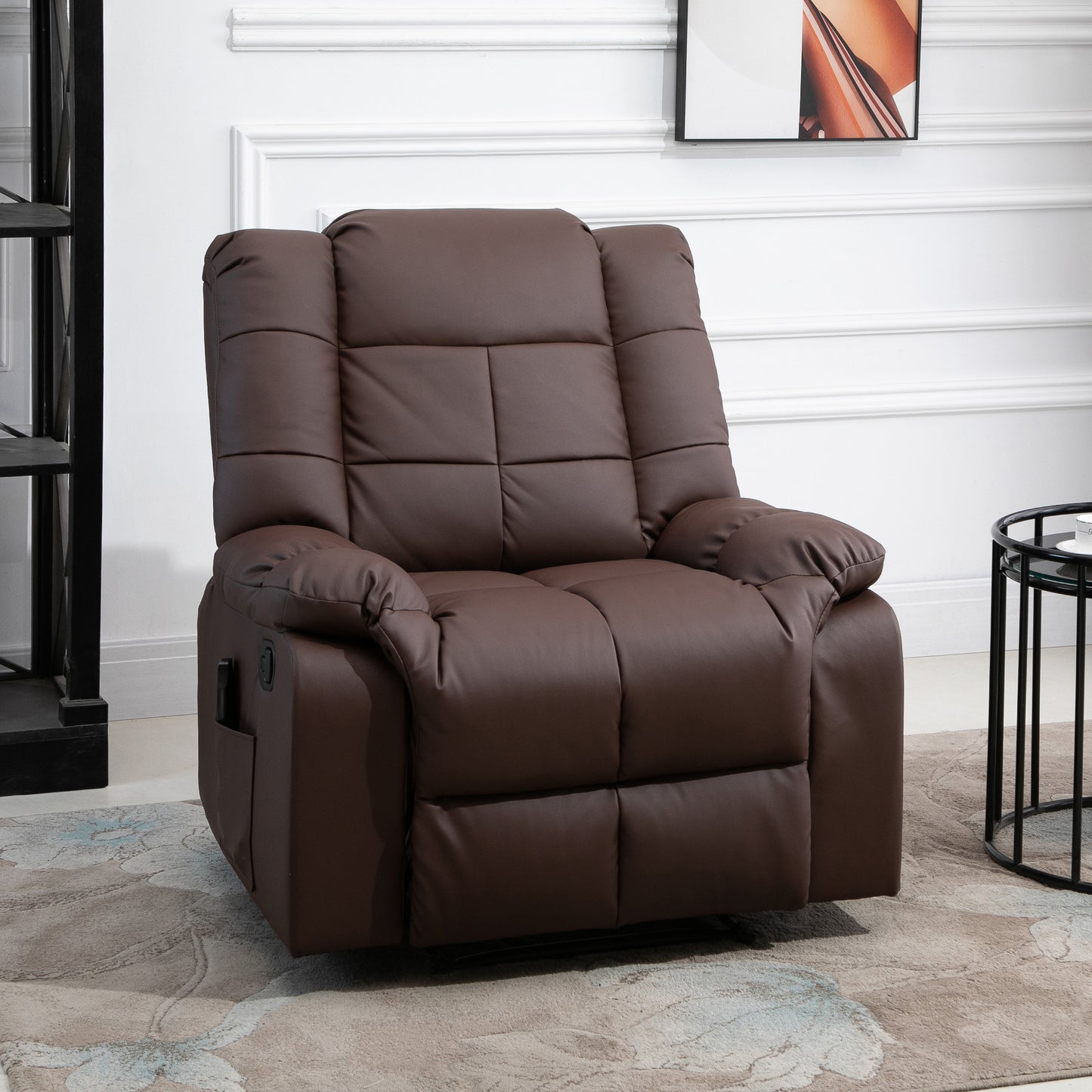 Massagestoel – Relaxstoel – Massagefauteuil – Wellnessstoel – Bruine Kunstleren Massagestoel – Compact Formaat 94x99x99 cm – Met Afstandsbediening
