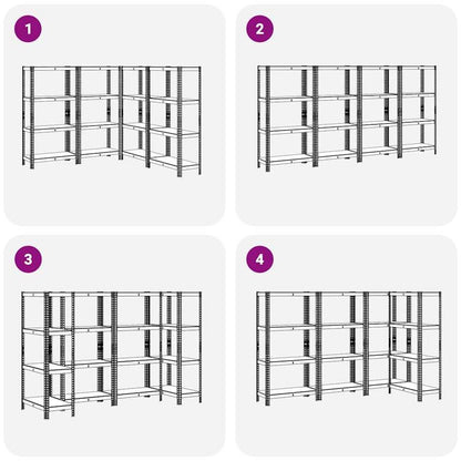 4-Laags Opbergrek – Opbergrek – Stellingkast – Opbergkast – Rek Metalen Frame – Stevig Staal En Hout – Compact Ontwerp
