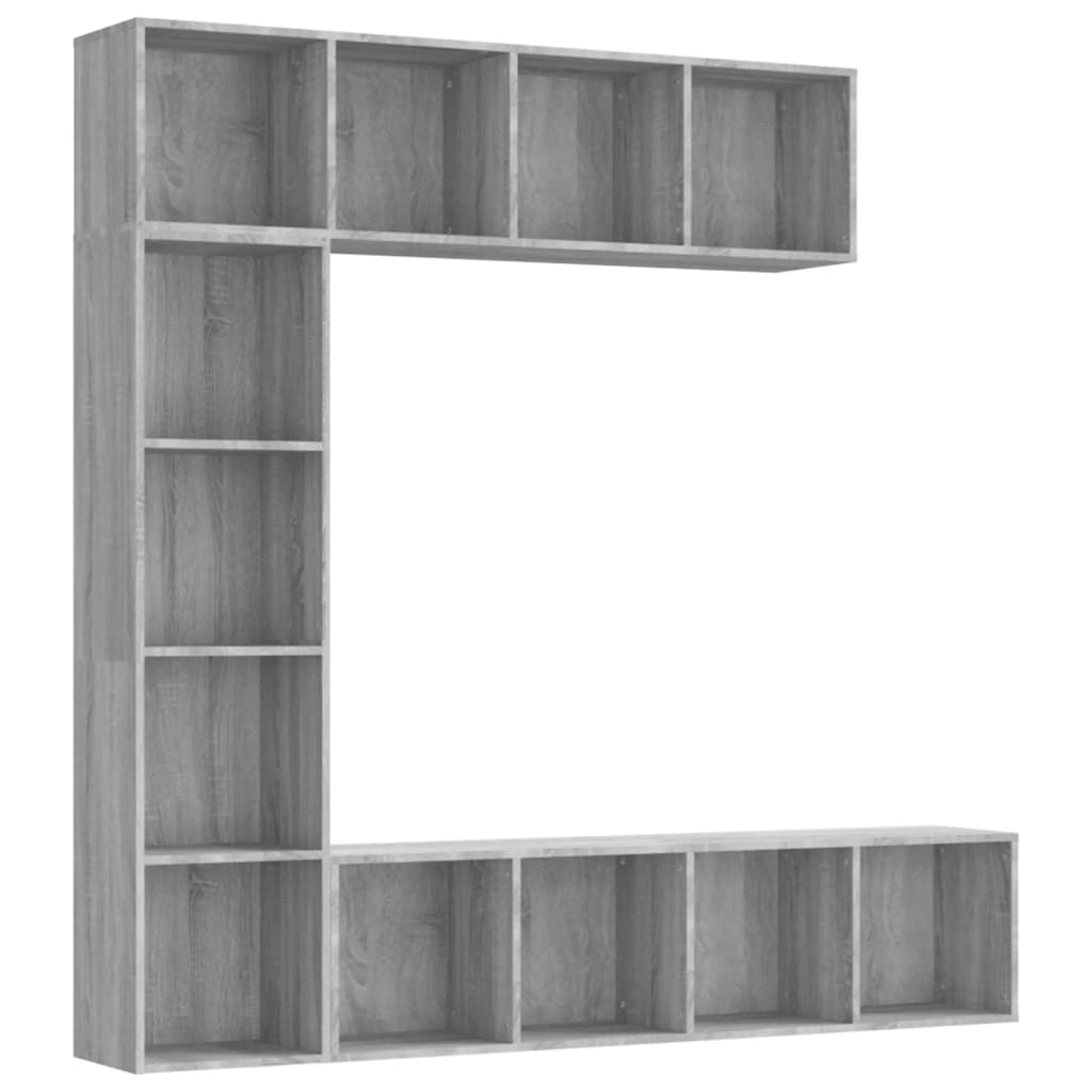 Boekenkast – Boekenrek – Opbergkast – Vakkenkast – Wandkast – 12 Vakken – Hoogwaardig Vochtbestendig Hout – Grijs Sonoma