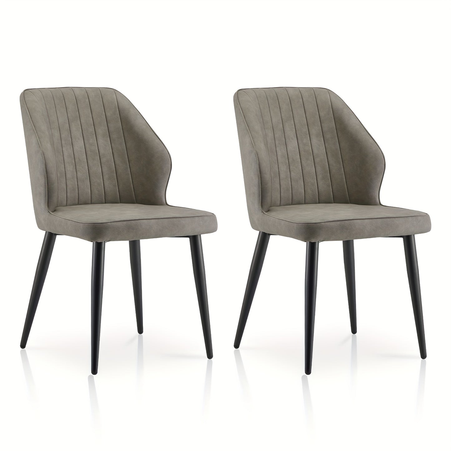 Eetkamerstoel – Stoel – Armstoel – Keukenstoel – Designstoel – Set van 2 – Kunstleer Bekleding – Memory Foam Zitting – Grijs – Metalen Poten – Ergonomisch Comfort