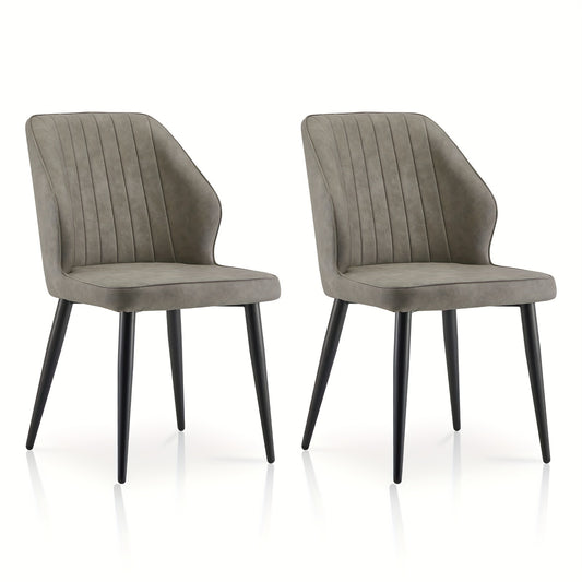 Eetkamerstoel – Stoel – Armstoel – Keukenstoel – Designstoel – Set van 2 – Kunstleer Bekleding – Memory Foam Zitting – Grijs – Metalen Poten – Ergonomisch Comfort