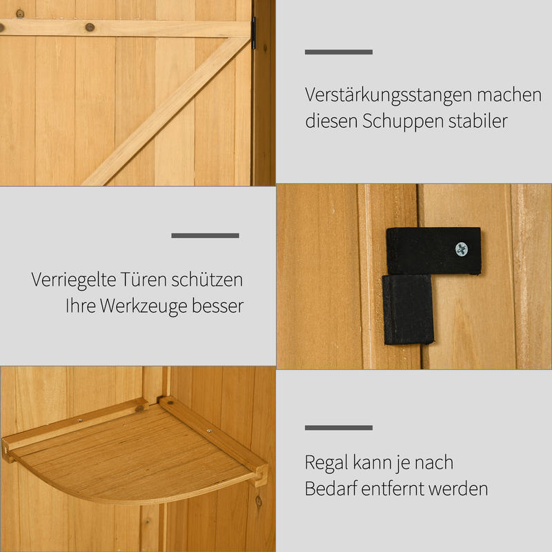 Tuinhuis – Berging – Tuinkast – Opslaghok – Tuinschuurtje – Compact Houten Tuinhuis – Met Metalen Dak – Ingebouwde Planken – 77x54x179 cm – Groen/Geel