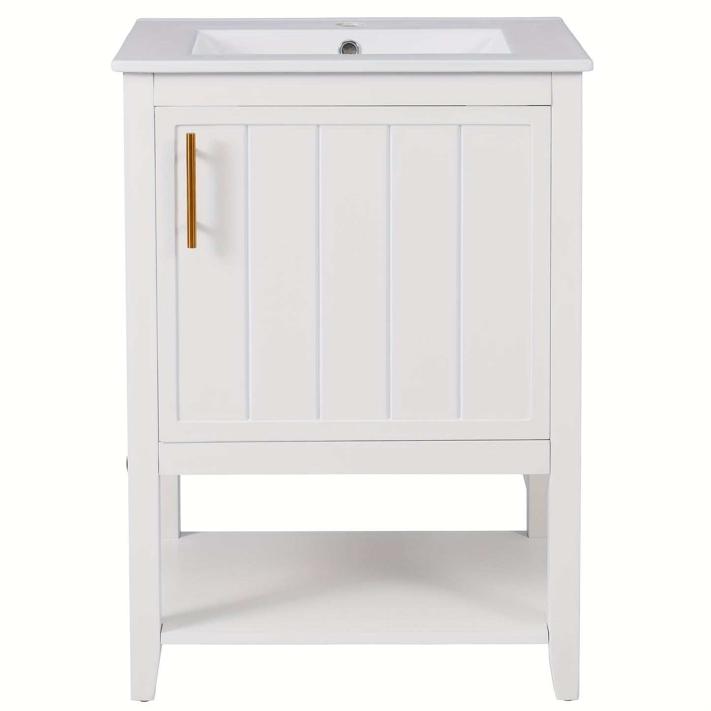 Badkamermeubel – Wastafelmeubel – Wastafelonderkast – Wastafelunit – Wasbakmeubel – 60 cm Compact Formaat – Keramische Wasbak Grijs