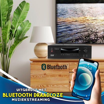 Karaoke Versterker – Audio Versterker – Bluetooth Receiver – Home Theater Versterker – 5.2 Channel Stereo – 1000 Watt Vermogen – 2 Draadloze UHF Microfoons