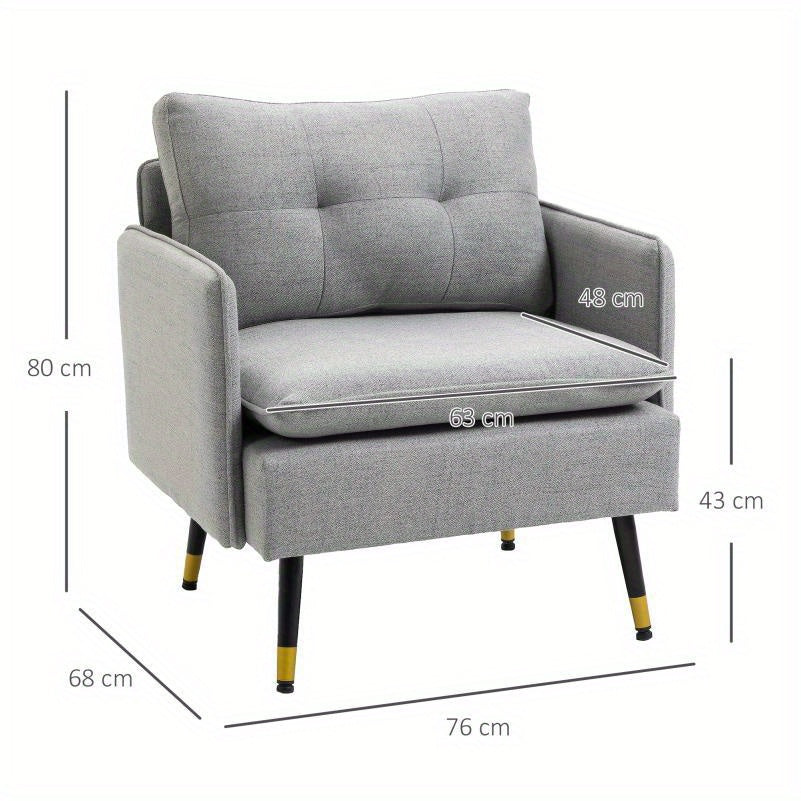 Fauteuil – Lounge Stoel – Accentstoel – Relaxfauteuil – Zetel – Verstelbare Rugleuning – Stalen Poten tot 120 kg – Pluche Gevuld Zitting en Rugleuning