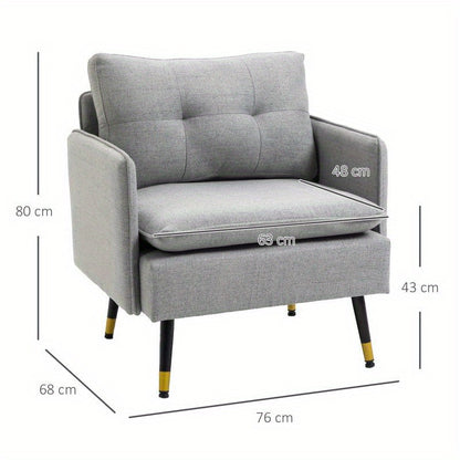 Fauteuil – Lounge Stoel – Accentstoel – Relaxfauteuil – Zetel – Verstelbare Rugleuning – Stalen Poten tot 120 kg – Pluche Gevuld Zitting en Rugleuning