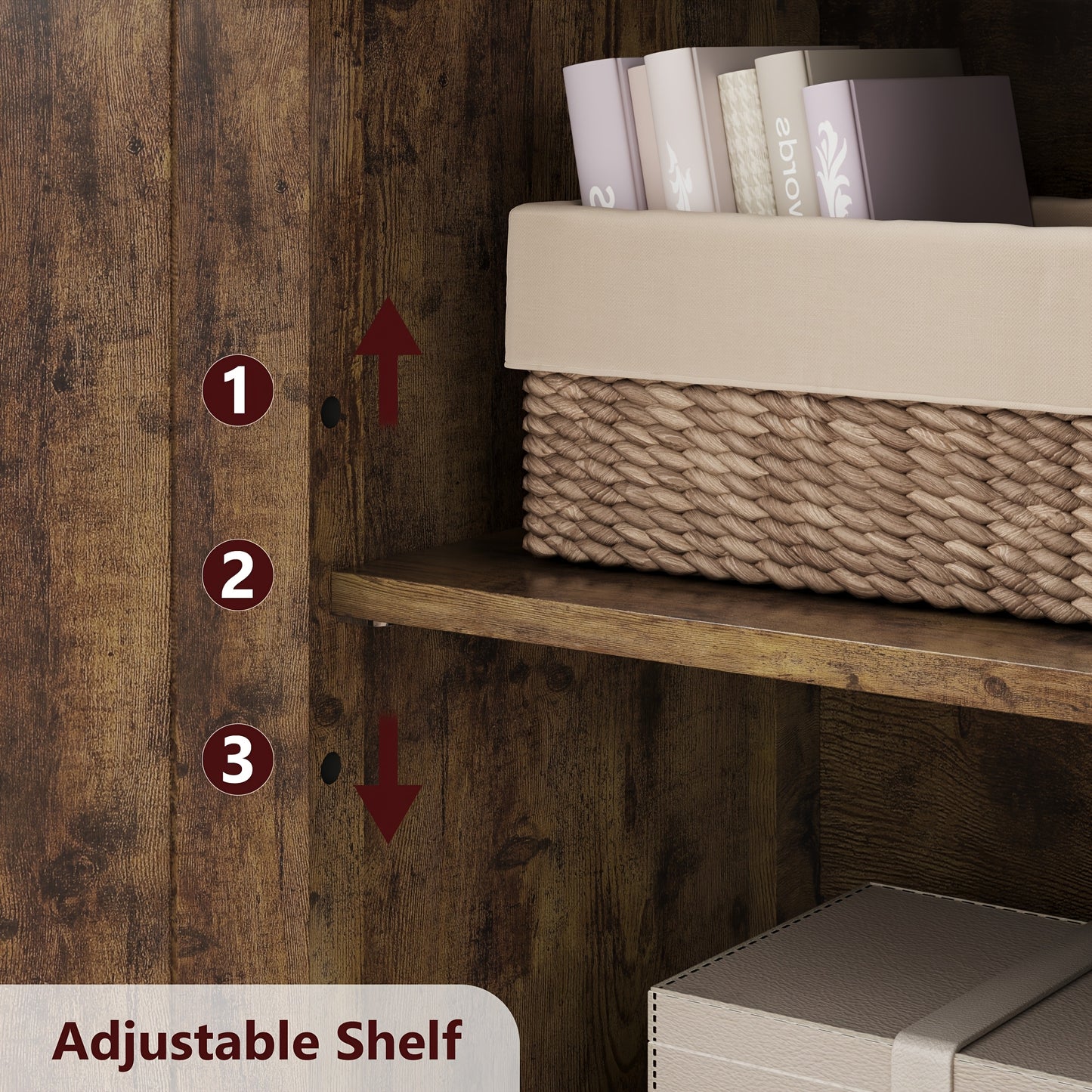 Kast – Opbergkast – Voorraadkast – Linnenkast – Vitrinekast – Vintage Stijl – Matglazen Deuren – 128x30x128 cm – MDF Bruin – Verstelbare Planken – Anti-Kantel Veiligheidsbeugel
