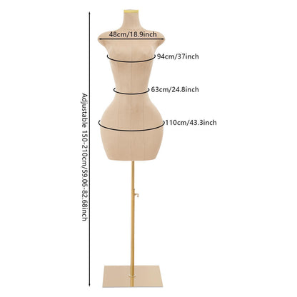 Female Mannequin Model with Stand - Height Half-Length Dress Form Suitable for Sewing,, Tailoring, Dressmaking & Retail Display - Sturdy PU/Suede/Metal/PE, Garment Display Mannequin