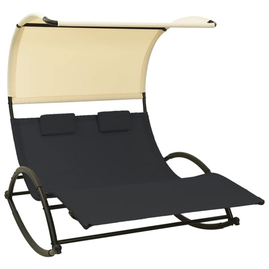 Dubbele Loungebank – Tuinbank – Loungesofa – Buitenbank – Loungebank Voor Twee – Ademend Textiel – Stevig Stalen Frame