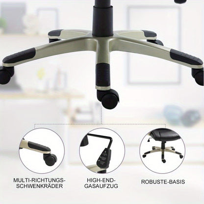 Bureaustoel – Ergonomische Stoel – Office Chair – Draaistoel – Bureaustoelen – Verstelbare Hoogte 114-124 cm – Zwarte Kunstleren Bekleding & Stevig PVC Frame