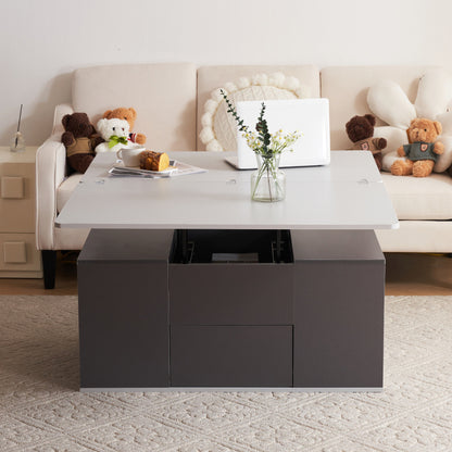 Salontafel – Koffietafel – Bijzettafel – Woonkamertafel – Opbergtafel – Extra Lang Met Lift-Top – Grote Opbergruimte Met Lades En Planken